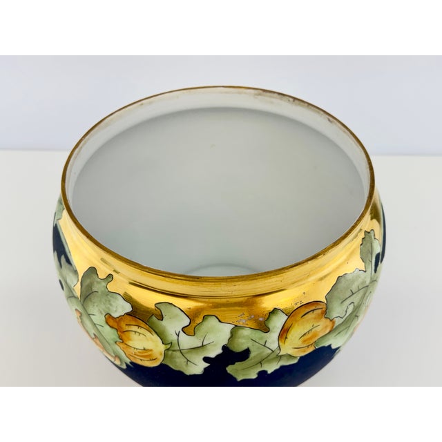 Antique O&eg Royal Austria Hand-Painted Cobalt & Gilt Porcelain Jardinière For Sale - Image 10 of 12