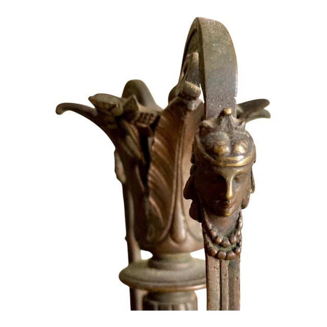 Neoclassical Urn on Marble Base – Late 19th to Early 20th Century Patinated Metal (C. 1880–1920) For Sale - Image 4 of 5