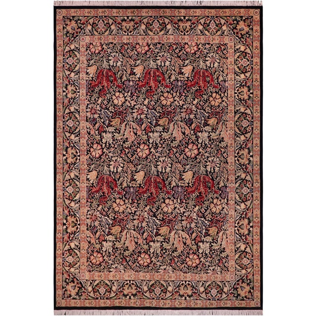 Shabby Chic Willaim Morris Design Black/Black Wool Rug - 9'0'' X 12'2'' For Sale - Image 10 of 10