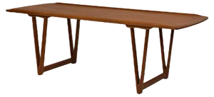 Mid-Century Danish Teak Coffee Table with V Shape Supports & Lipped Top Edge, 1960s
