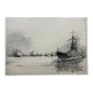 1928 Louis Orr Hampton Roads Virginia Etching, Port of America Series