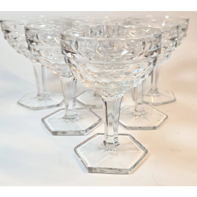 Icy Honeycomb Champagne Coupes- Set of Six For Sale - Image 9 of 10