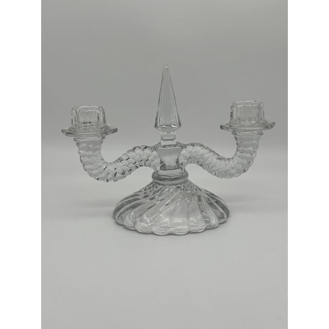 Fostoria "Colony" Double Candlesticks 6½"Tall W/ Center Sphere 8½" Wide - Set of 2 For Sale In Portland, ME - Image 6 of 7