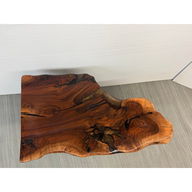 Walnut Live Edge Wood Slab Side Table For Sale - Image 4 of 12