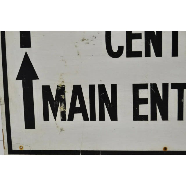 1950s Vintage Information Sign - 1940's Hand Painted, Metal 3'x2' For Sale - Image 5 of 8