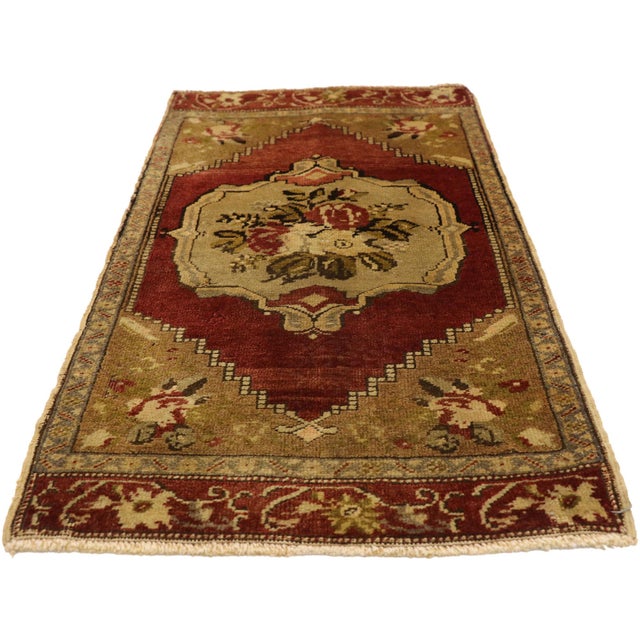 Rococo Vintage Turkish Yastik Rug - 01'07 X 03'02 For Sale - Image 3 of 8