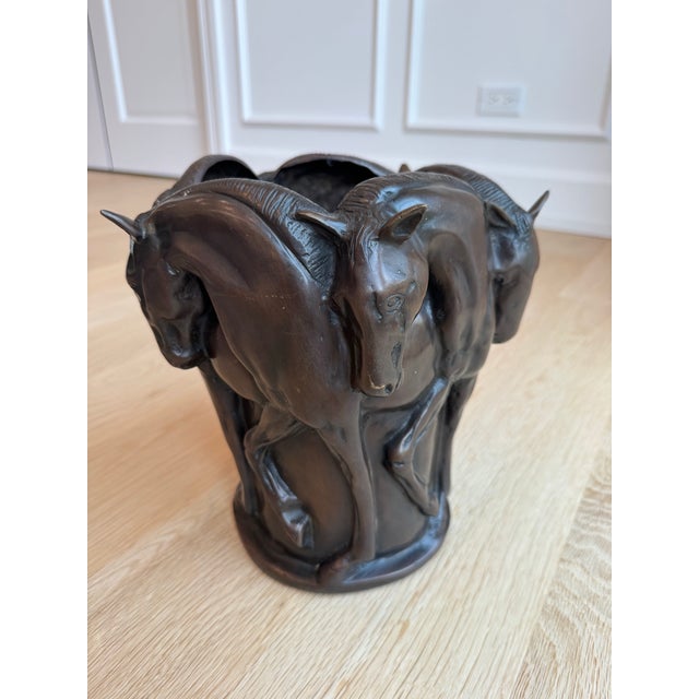 Substantial European Cast Bronze Five Horses Vase / Sculpture For Sale - Image 4 of 10