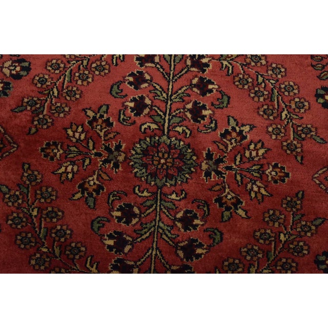 Pink Fine Sarouk Rug 4’1” X 6′ Pink Wool Traditional Hand-Knotted Oriental Carpet For Sale - Image 8 of 13