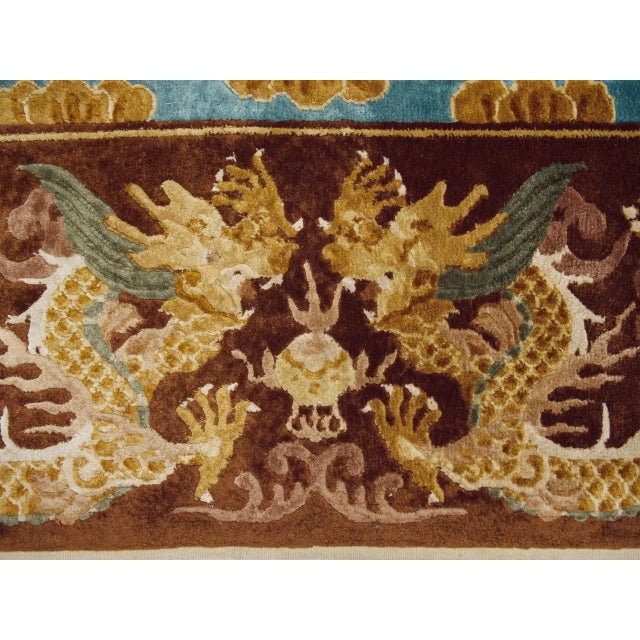 Art Deco Chinese Silk Rug in Gold For Sale - Image 3 of 10