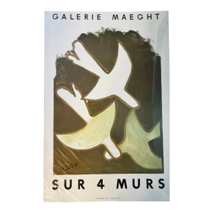 Sur 4 Murs Georges Braque Galerie Maeght Poster "On 4 Walls" Painterly Doves