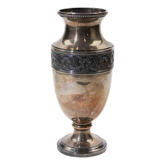 Vintage Silver-Plated Classical Urn Vase, 1960s For Sale