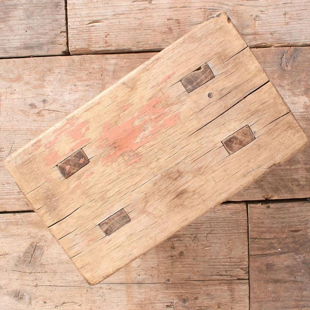 Small Vintage Rustic Elm Stool, 1920s For Sale - Image 4 of 6