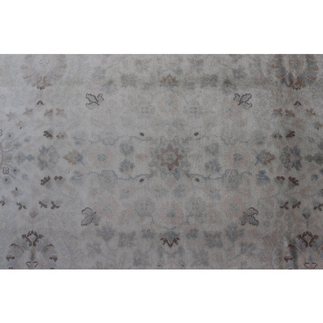 Neutral Vintage Turkish Oushak Rug With Floral Design and Medallions For Sale - Image 9 of 15