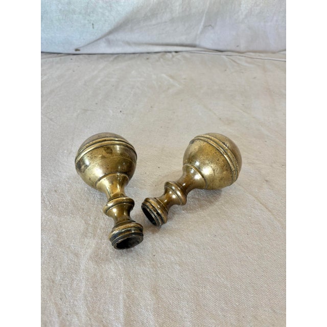 19th Century Large Brass Orb Finials - A Pair For Sale - Image 6 of 12