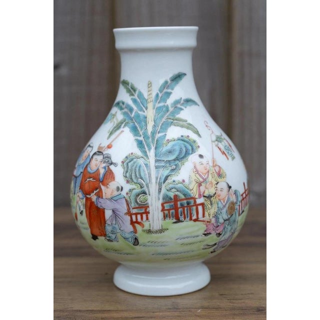 Chinese Famille Rose Figural Porcelain Vase, 1950s For Sale - Image 11 of 18