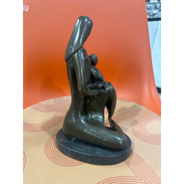 Bronze Mother and Baby Child Statue Abstract Modern Nude Signed Milo Excellent condition Signed on marble Base The Bronze...