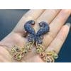 Bochic "Orient" Vintage Sapphire & Multi Gem Peacock Earrings 18K Gold & Silver For Sale - Image 9 of 18