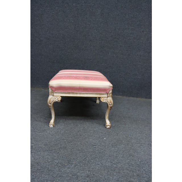 French Louis XV Style Painted Claw & Ball Footstool For Sale - Image 11 of 11