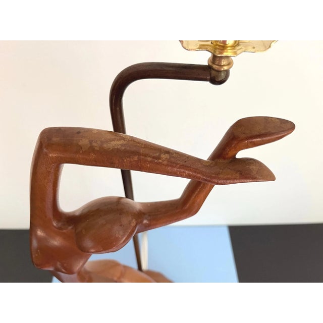 Mid Century Figural Teak Lamp For Sale - Image 17 of 18