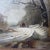 Antique Oil On Canvas Painting Of A Winter Landscape Signed By I. G. Jenkins C1900 Measures - 37" x 28 3/4" x 3 1/4" An...