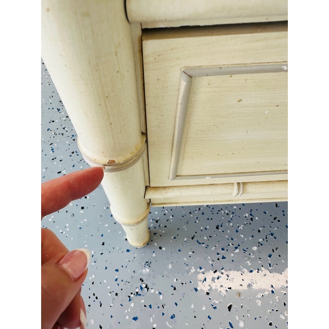 Cream Vintage Henry Link Bali Hai Faux Bamboo Nightstand – Original Cream Finish For Sale - Image 8 of 12