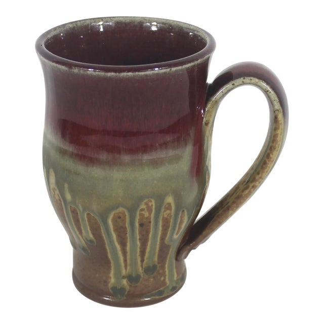 Vintage Signed Stoneware Studio Pottery Coffee Mug For Sale