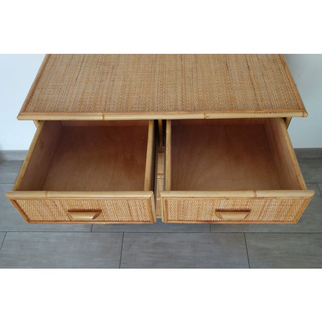 Five-Drawer Chest of Drawers in Wicker and Bamboo, 1970s For Sale - Image 9 of 18