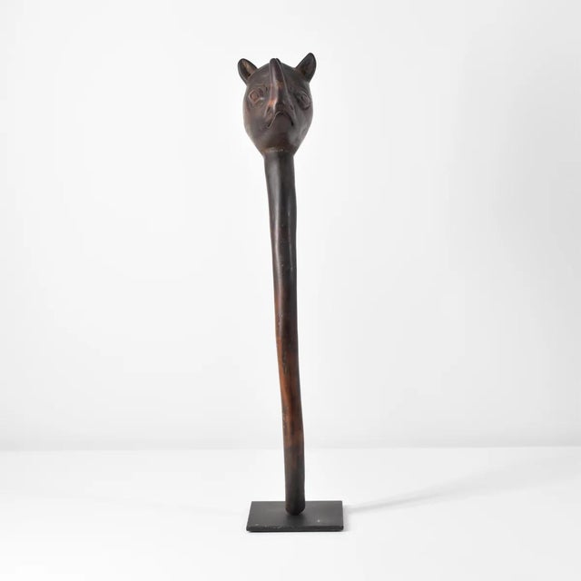 African Early 20th Century Makonde Rhino Staff on Custom Base Tanzania For Sale - Image 3 of 7