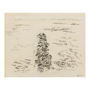 Manfred Schwartz Rockwall Seascape Charcoal