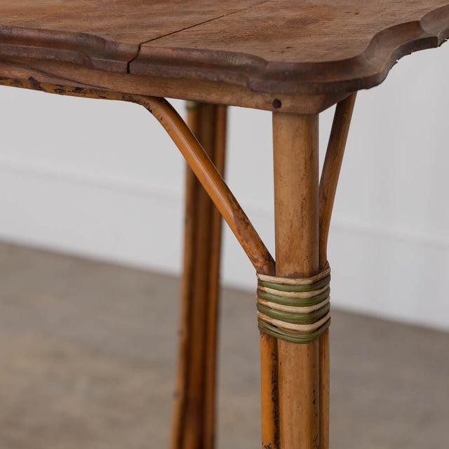 1950s French Woven Wicker and Wood Table For Sale - Image 13 of 13