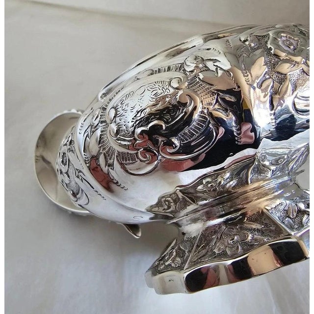 Antique George IV Sterling Silver Repoussé Griffin Crest Cream Jug, London, 1823 For Sale - Image 3 of 16