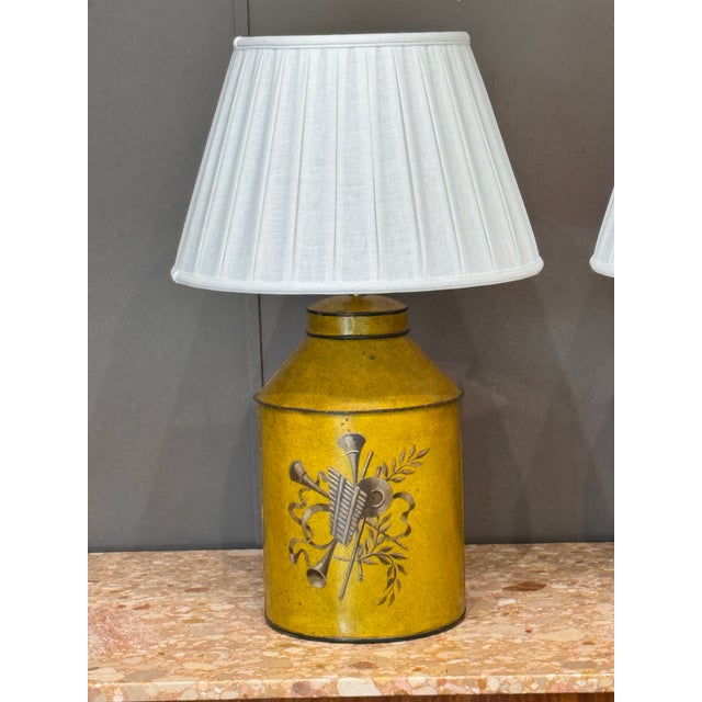 French Early 20th Century French Tole Tea Canister Table Lamps For Sale - Image 3 of 14