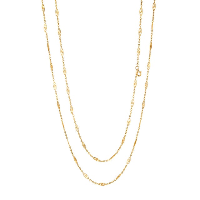 Victorian Antique Portuguese Long Guard Chain Necklace 19k Yellow Gold 74" Extra Long For Sale - Image 3 of 4