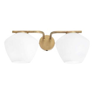 DK Two Arms Wall Lamp in Brass and Glass by Henrik Tengler for Konsthantverk For Sale