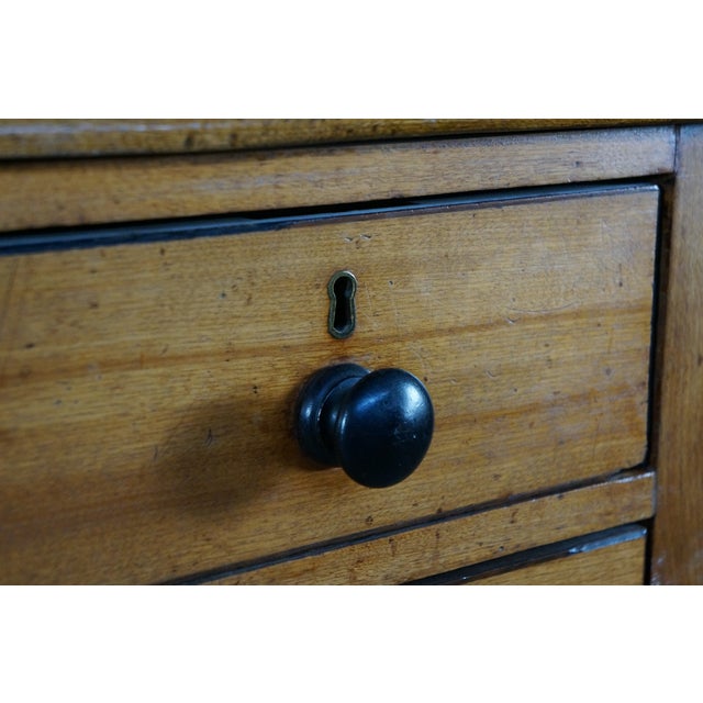 Antique 19th C. English Regency Maple & Oak Tooled Leather Top Partner's Desk For Sale - Image 18 of 18
