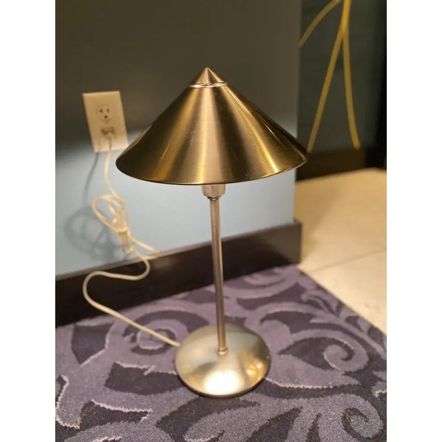 Metal Mid 20th Century Brushed Stainless Steel Post Modern Cone Table Lamp For Sale - Image 7 of 11
