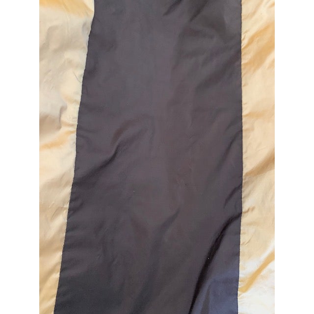 Pair of Custom Dupioni Silk Draperies in Antique Gold With Espresso Border For Sale In Dallas - Image 6 of 10