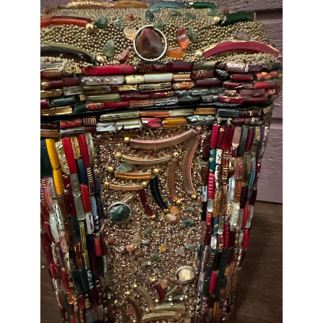 Late 20th Century Late 20th Century Art Piece, Beaded Lidded Box For Sale - Image 5 of 9