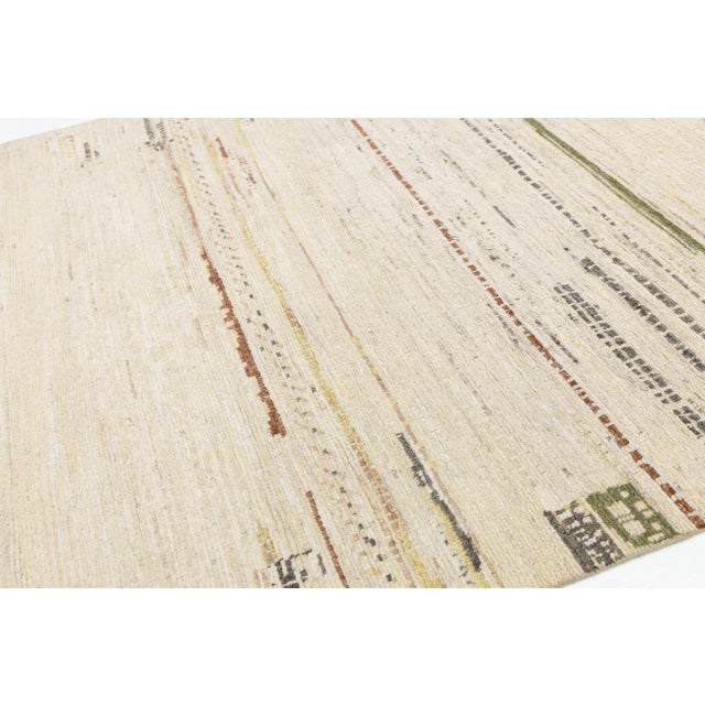 Abstract Modern Moroccan Berber Style Abstract Wool Area Rug - Neutral Earth Tones For Sale - Image 3 of 9