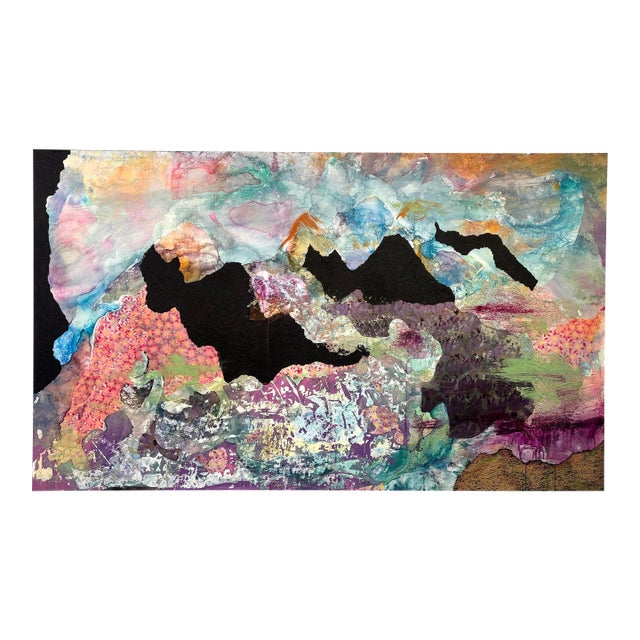 Abstract Mixed Media Collage Painting by CV Peterson For Sale