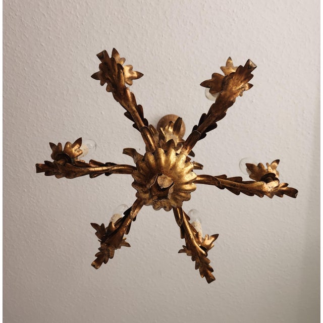 Vintage Florentine Chandelier Gilded in Gold Leaf, 1940s For Sale - Image 14 of 18
