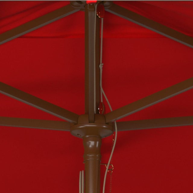 Contemporary Aklin 6.5Ft X 10Ft Rectangle Wooden Pulley Market Umbrella (No Tilt), Red For Sale - Image 3 of 4