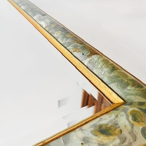 Green Vintage Danish Boho Wall Mirror with Floral Frame from G&C Bilder, 1980s For Sale - Image 8 of 11