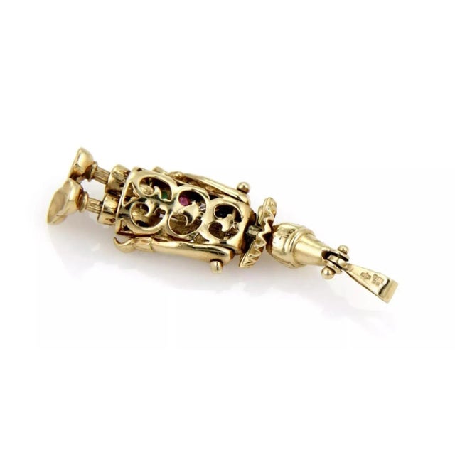 Contemporary 9k Yellow Gold Diamond & Gemstone Animated Movable Clown Pendant For Sale - Image 3 of 5