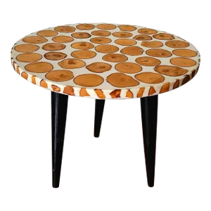 Moroccan Mid-Century Style Wooden and Resin Side Table 3
