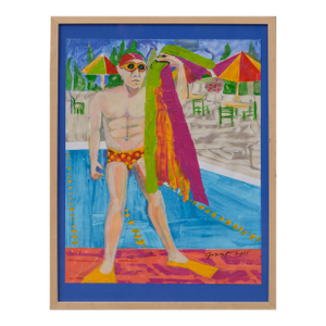 "Towel Man" Figurative Abstract Poolside Swimmer, Aqua Culture Series by Marc Foster Grant