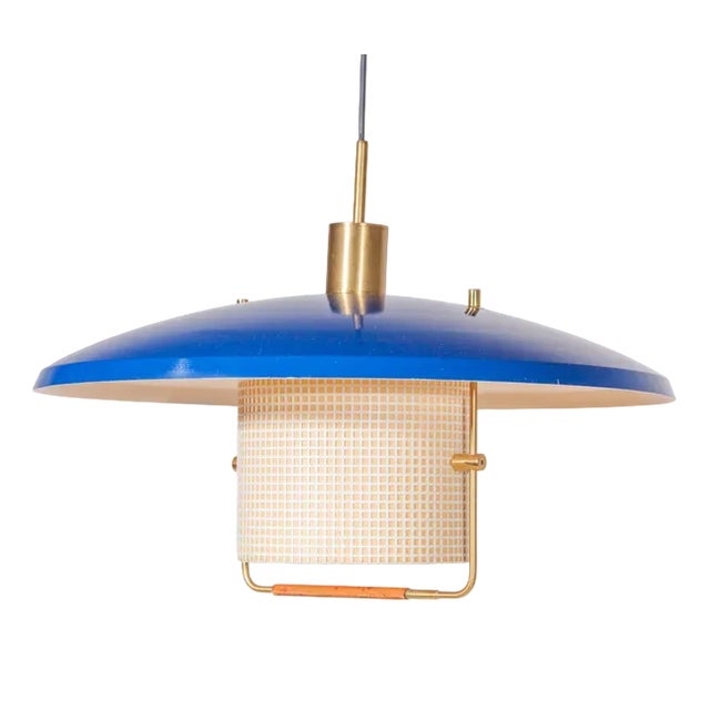 Blue Counterweight Pendant Light by Gaetano Sciolari for Stilnovo, 1950s For Sale