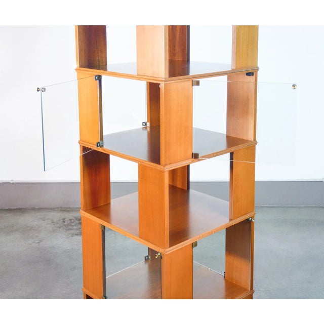 1960s Italian Wooden Center Swivel Bookcase For Sale - Image 5 of 10