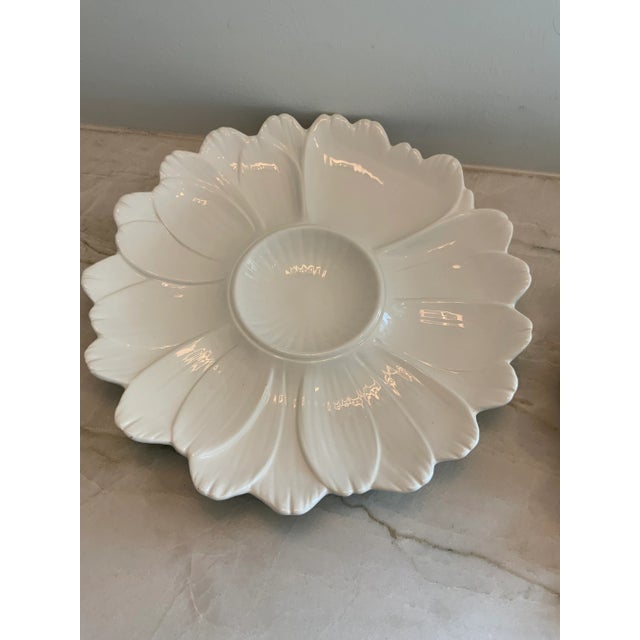 White Vintage Italian White Ceramic Flower-Shaped Artichoke Plate For Sale - Image 8 of 10