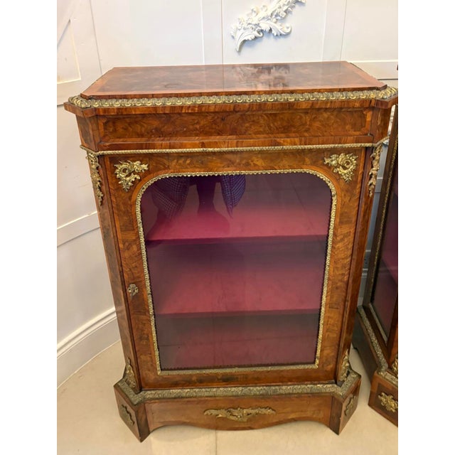 Antique Victorian Burr Walnut Pier Cabinets with Ormolu Mounts, 1860, Set of 2 For Sale - Image 9 of 15
